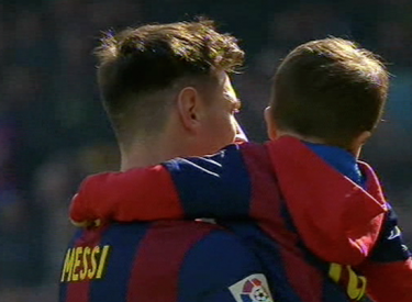 Barça v Rayo : Messi avec Thiago avant le match